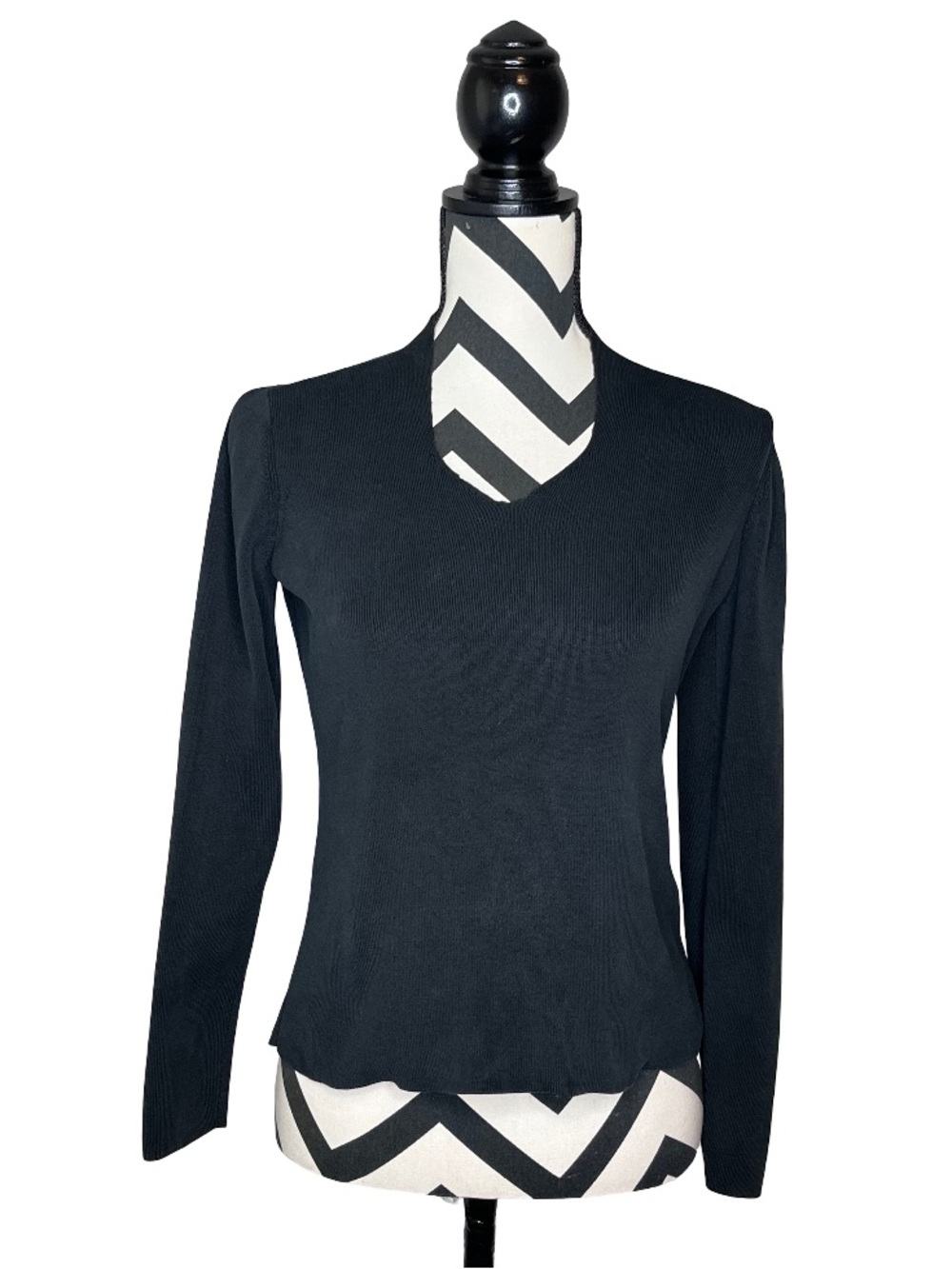 Peruvian Connection Sz S 100% Pima Cotton Y2K Ribbed Old Money Long-Sleeve Top